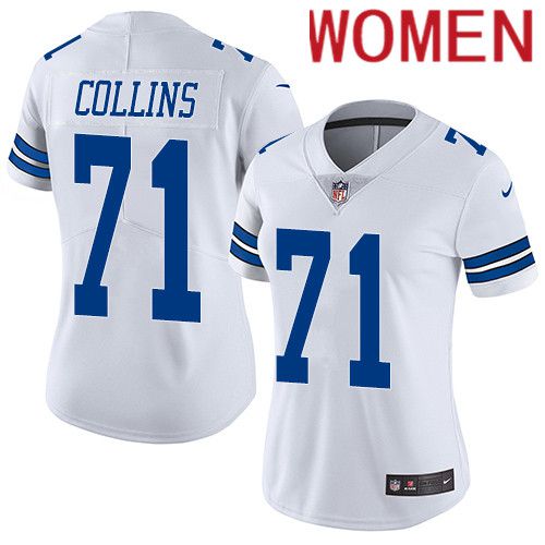 Women Dallas Cowboys #71 Lael Collins Nike White Vapor Limited NFL Jersey->women nfl jersey->Women Jersey